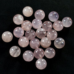 ROSE QUARTZ PLAIN ROUND BALLS (HALF DRILL 0.75)(SUPER EXTRA)(SOME BLACK SPOTS & LINE) 10.00X10.00 MM 7.11 Cts.