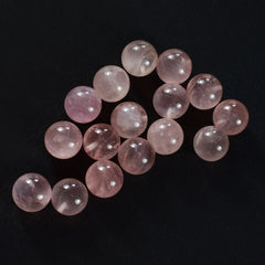 ROSE QUARTZ PLAIN ROUND BALLS (HALF DRILL 0.75)(SUPER-SUPER EXTRA)(SEMI MILKY HI)(SOME BLACK SPOTS) 10.00X10.00 MM 7.25 Cts.