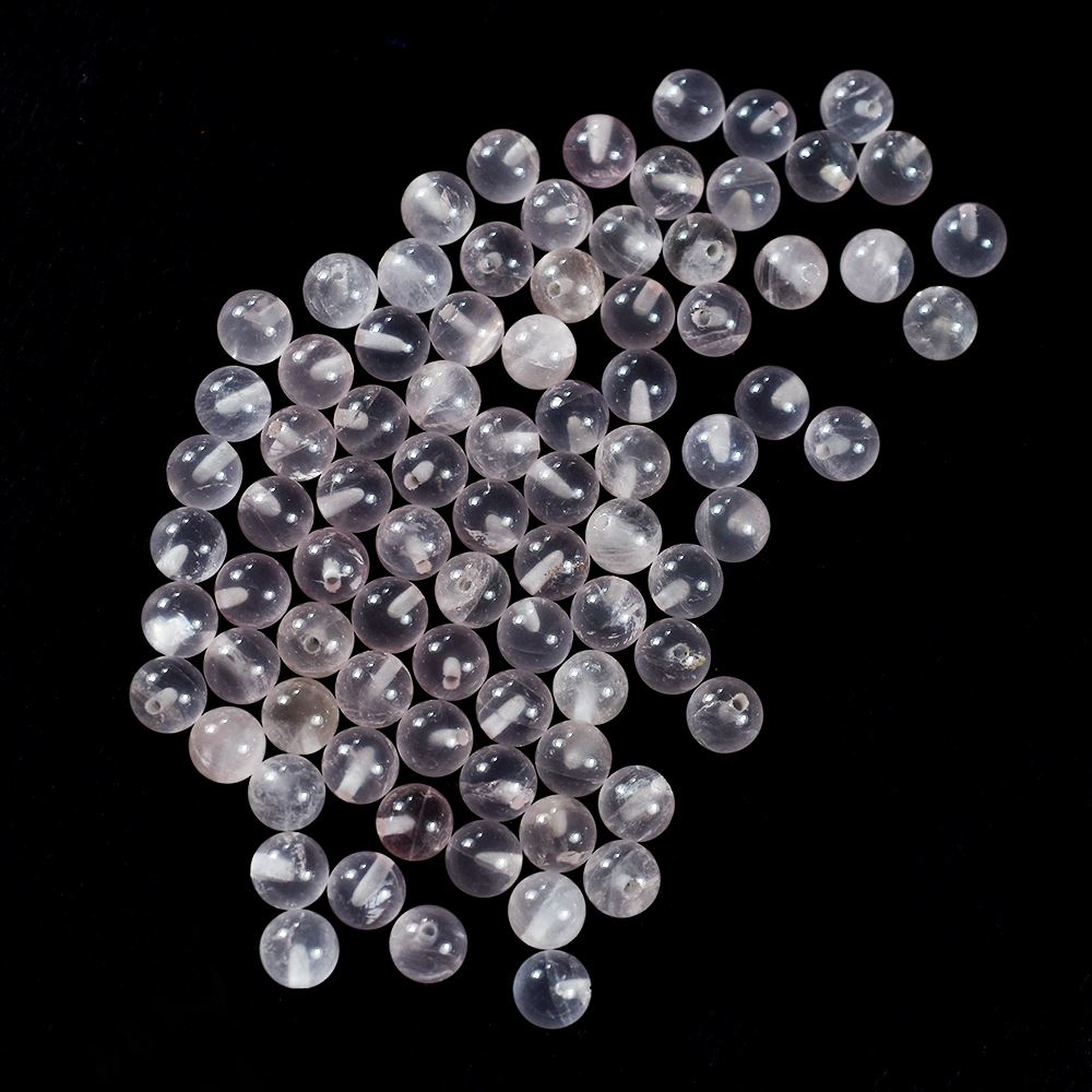ROSE QUARTZ PLAIN ROUND BALLS (HALF DRILL 0.75)(SEMI MILKY HI) 5.00X5.00 MM 0.92 Cts.
