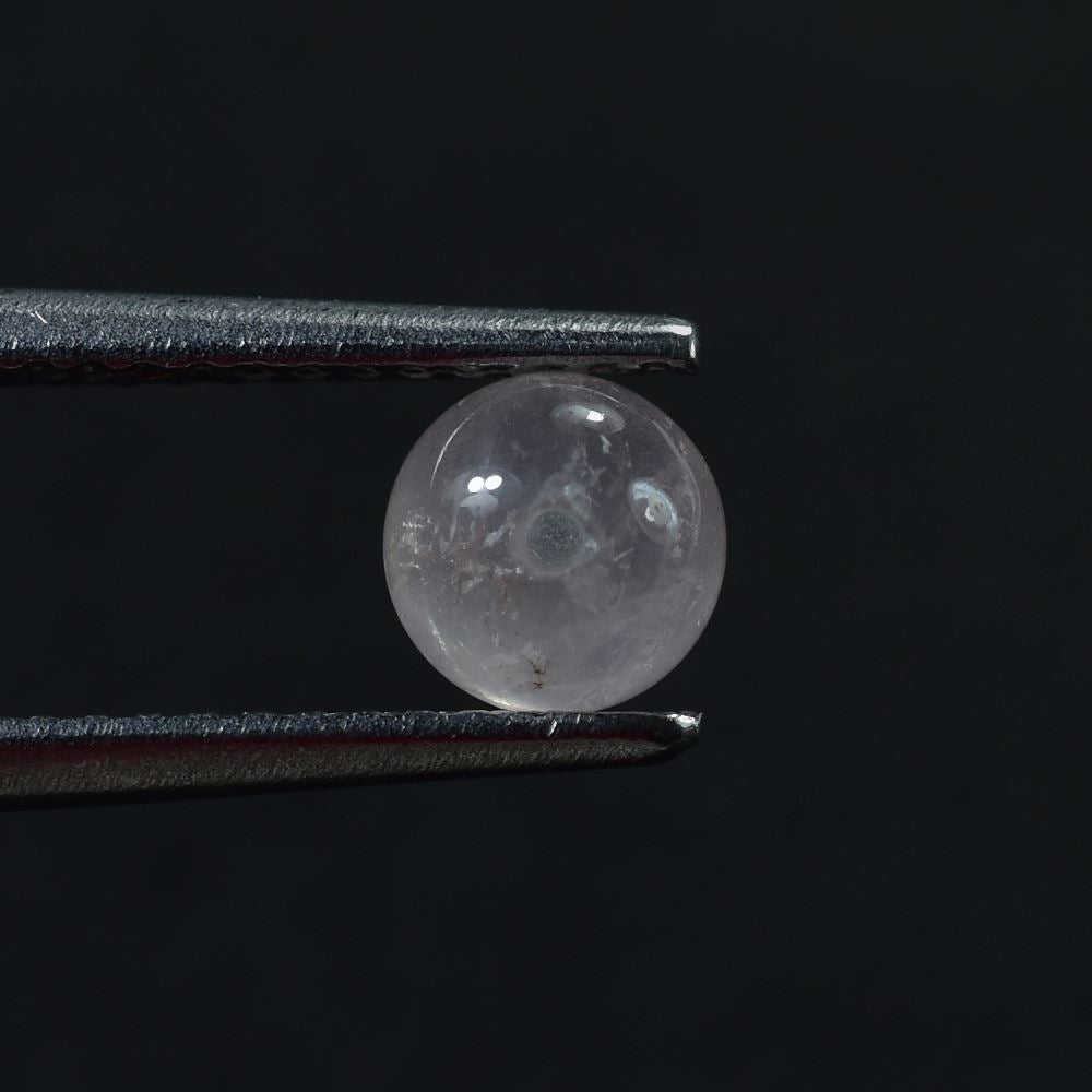 ROSE QUARTZ PLAIN ROUND BALLS (HALF DRILL 0.75)(SEMI MILKY SOME BLACK SPOTS) 5.00X5.00 MM 0.91 Cts.