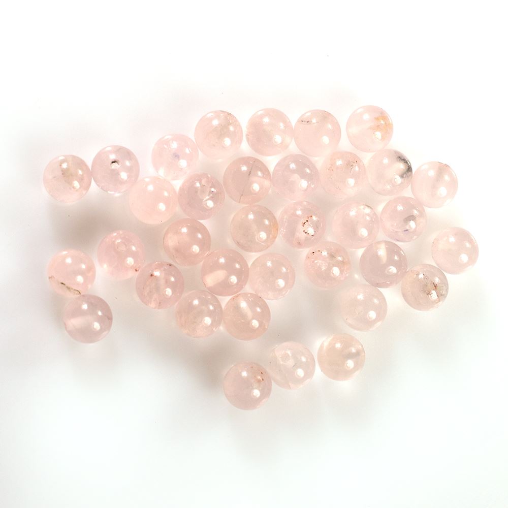 ROSE QUARTZ PLAIN ROUND BALLS (HALF DRILL 0.75)(SEMI MILKY SOME BLACK SPOTS) 5.00X5.00 MM 0.91 Cts.