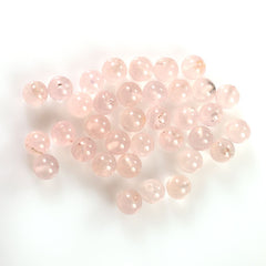 ROSE QUARTZ PLAIN ROUND BALLS (HALF DRILL 0.75)(SEMI MILKY SOME BLACK SPOTS) 5.00X5.00 MM 0.91 Cts.