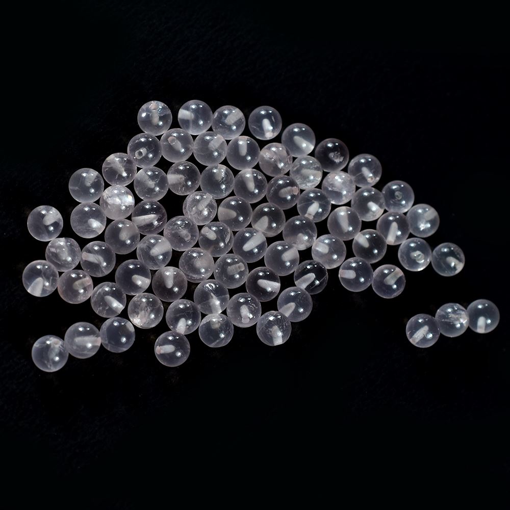 ROSE QUARTZ PLAIN ROUND BALLS (HALF DRILL 0.75)(TRANSPARENT NORMAL COLOR) 5.00X5.00 MM 0.91 Cts.