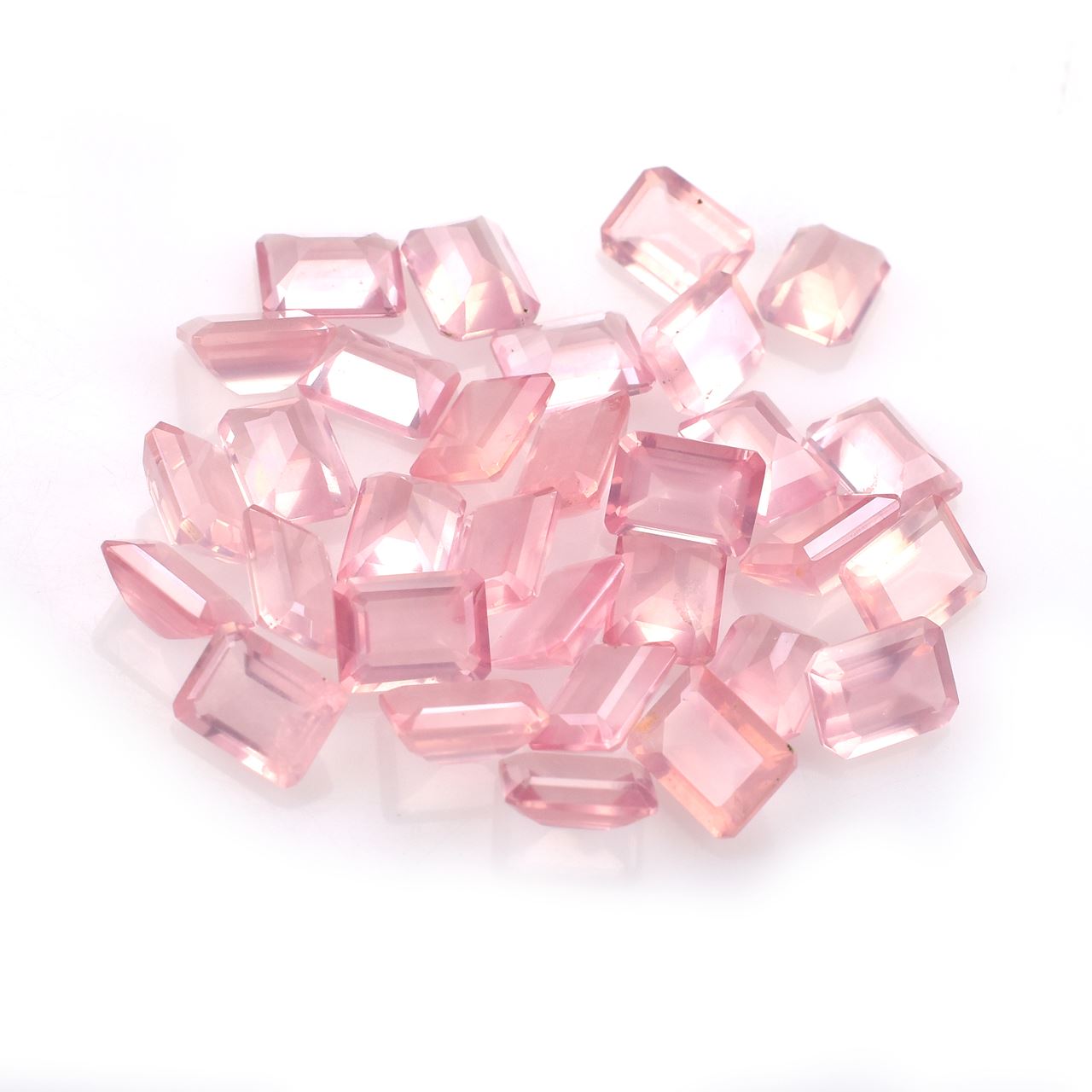 ROSE QUARTZ STEP CUT OCTAGON (SEMI MILKY)(SUPER SUPER EXTRA)(SI) 8.00X6.00 MM 1.36 Cts.