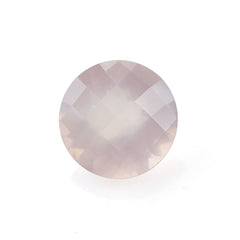 ROSE QUARTZ CHECKER CUT TOP CUT ROUND (MILKY)(CLEAN) 12.00X12.00 MM 5.39 Cts.