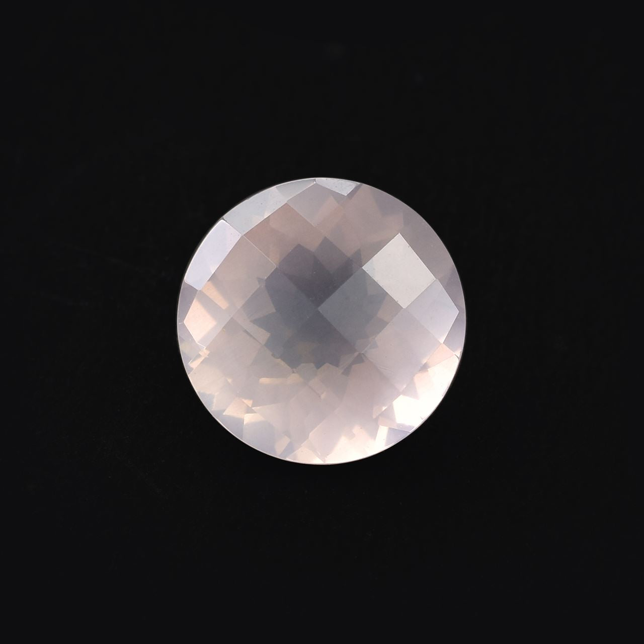 ROSE QUARTZ CHECKER CUT TOP CUT ROUND (MILKY)(CLEAN) 12.00X12.00 MM 5.39 Cts.