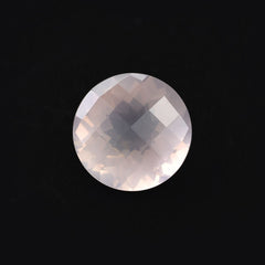 ROSE QUARTZ CHECKER CUT TOP CUT ROUND (MILKY)(CLEAN) 12.00X12.00 MM 5.39 Cts.