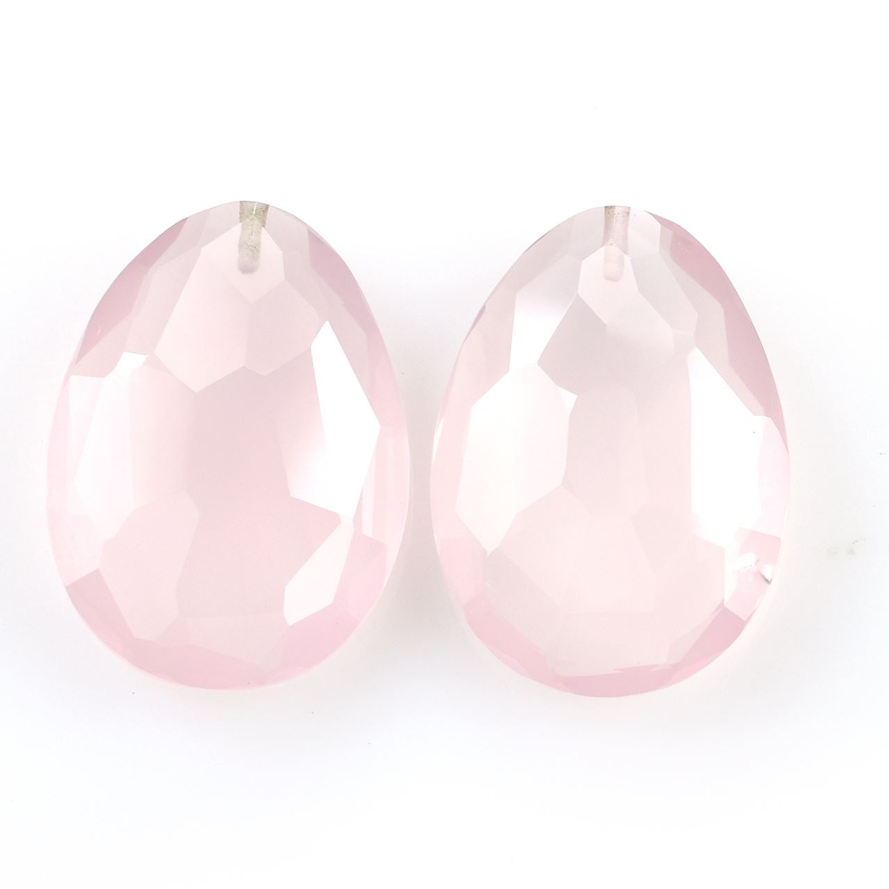 ROSE QUARTZ IRREGULAR FACETED BRIOLETTE PEARISH (H/D-0.90MM)(SUPER )(SI) 25.00X18.00 MM 19.95 Cts.