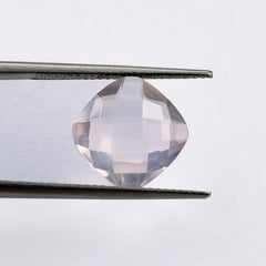 ROSE QUARTZ CHECKER CUT BRIOLETTE CUSHION (LITE)(CLEAN)(TRANSPARENT) 11.00X11.00 MM 4.47 Cts.