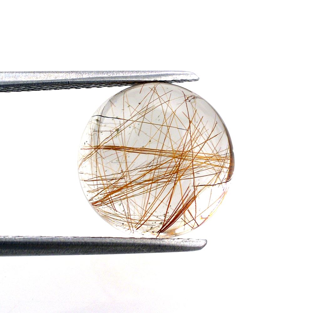 RED RUTILE QUARTZ ROUND CAB 12MM 6.48 Cts.