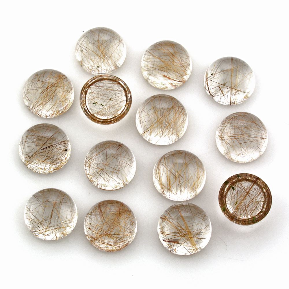 RED RUTILE QUARTZ ROUND CAB 12MM 6.48 Cts.