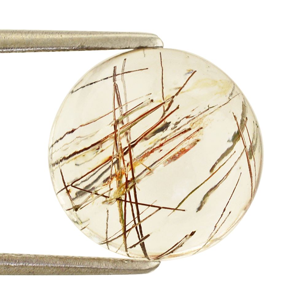 RED RUTILE QUARTZ ROUND CAB 12MM 6.89 Cts.