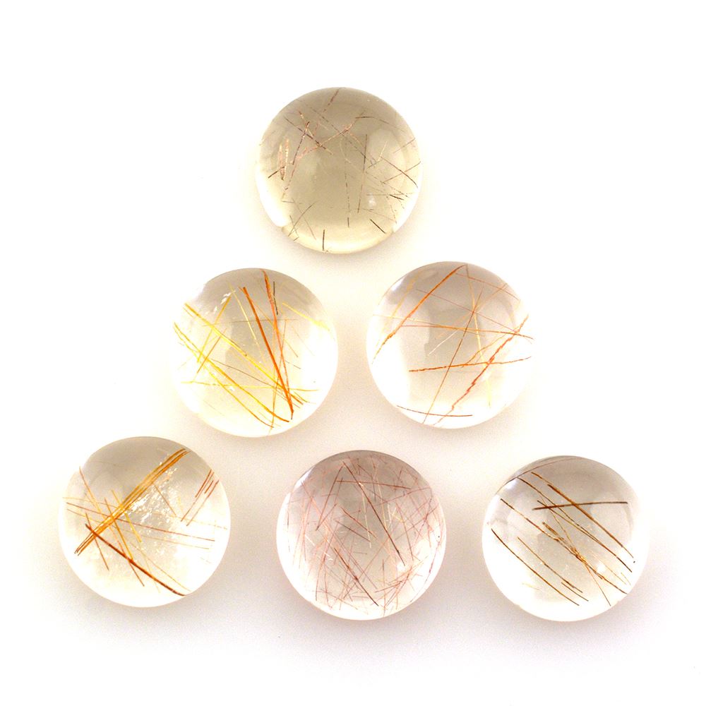RED RUTILE QUARTZ ROUND CAB 12MM 6.83 Cts.