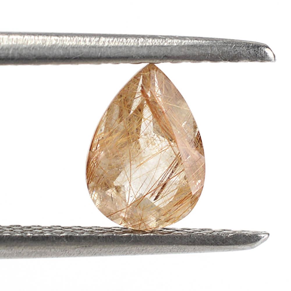RED RUTILE QUARTZ CUT PEAR  7X5MM 0.63 Cts.