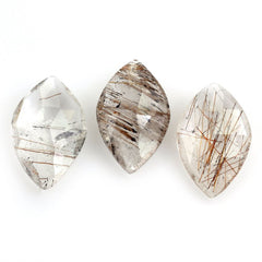 RED RUTILE QUARTZ ROSE CUT BRIOLETTE IRREGULAR ONION SHAPE 14X9MM 2.69 Cts.