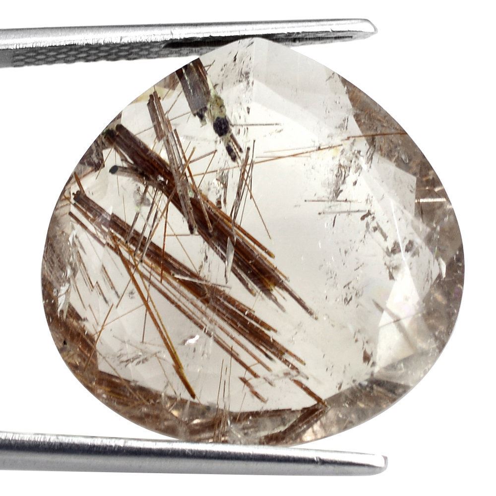 RED RUTILE QUARTZ BOTH SIDE TABLE CUT PEAR 22MM 18.40 Cts.
