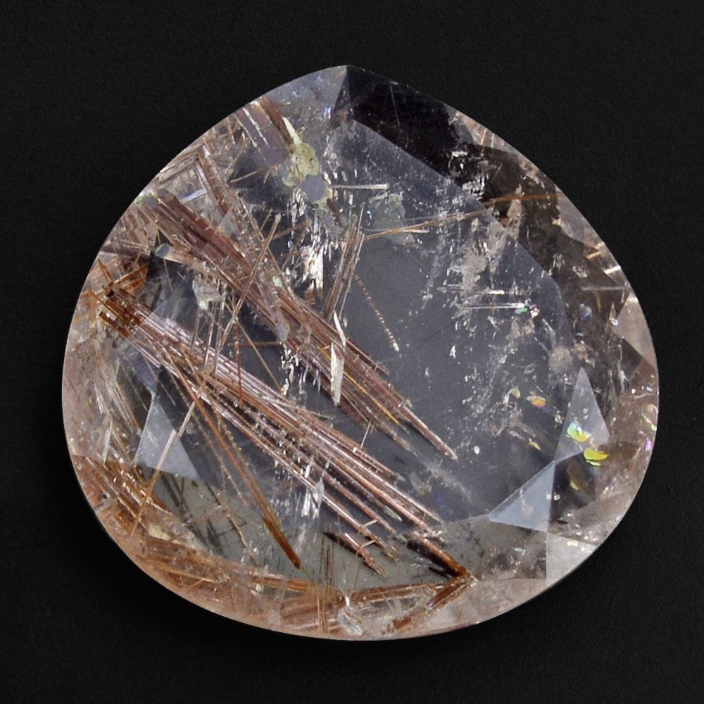 RED RUTILE QUARTZ BOTH SIDE TABLE CUT PEAR 22MM 18.40 Cts.