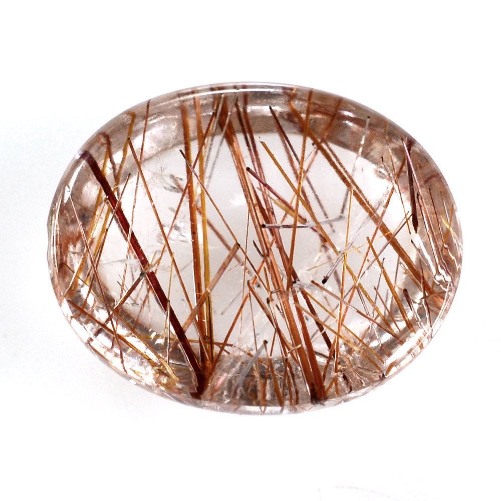 RED RUTILE QUARTZ OVAL CAB 12X10MM 4.68 Cts.