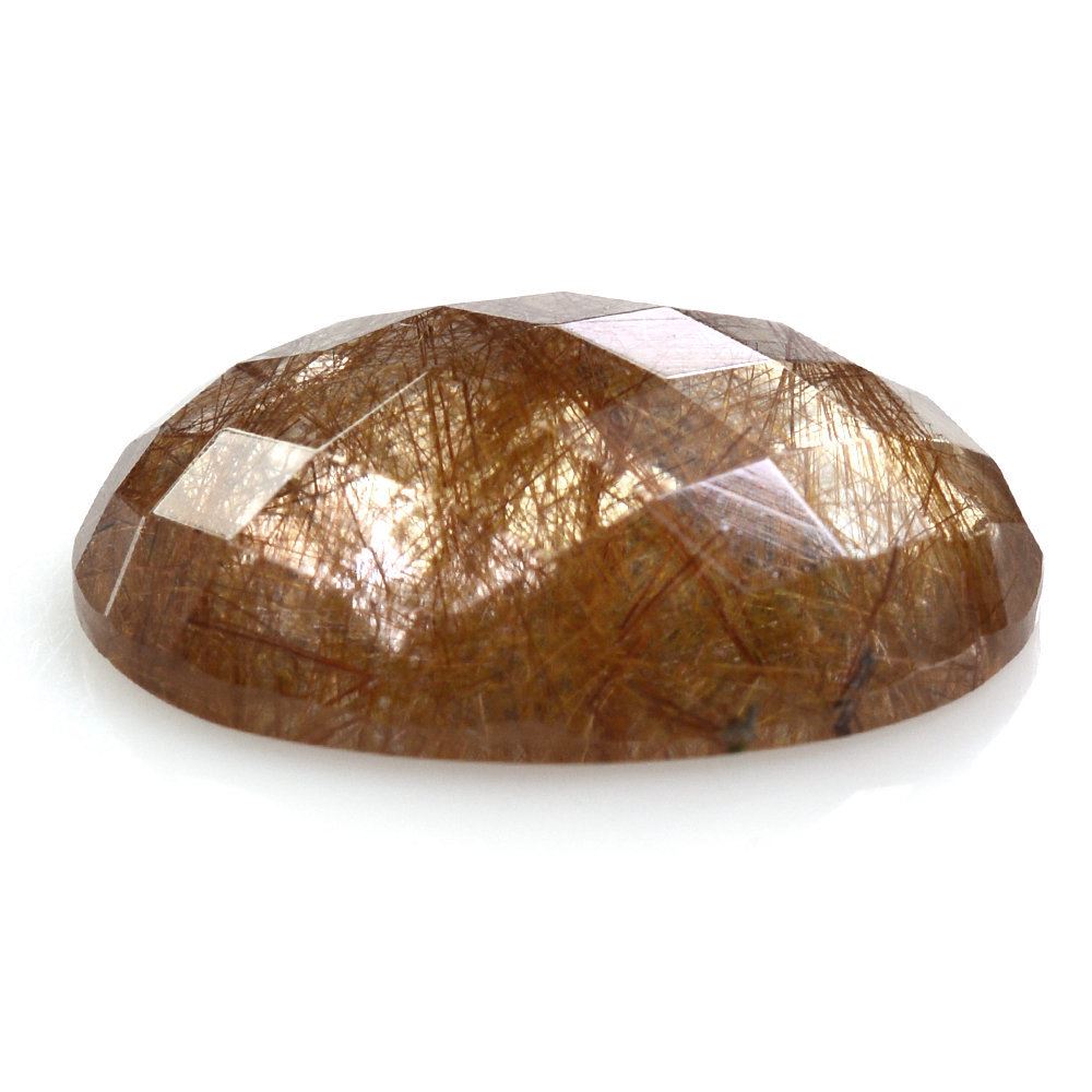 RED RUTILE QUARTZ CHECKER OVAL CAB 20X15MM 13.40 Cts.