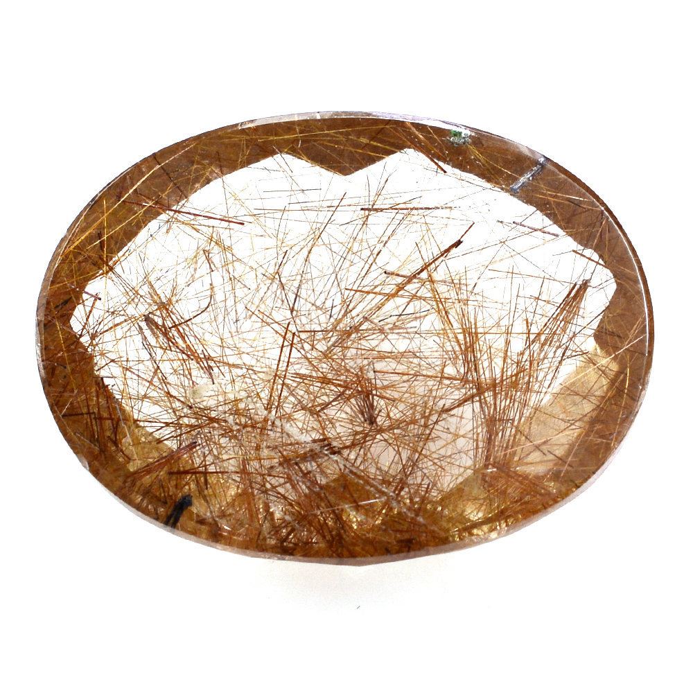 RED RUTILE QUARTZ CHECKER OVAL CAB 20X15MM 13.40 Cts.