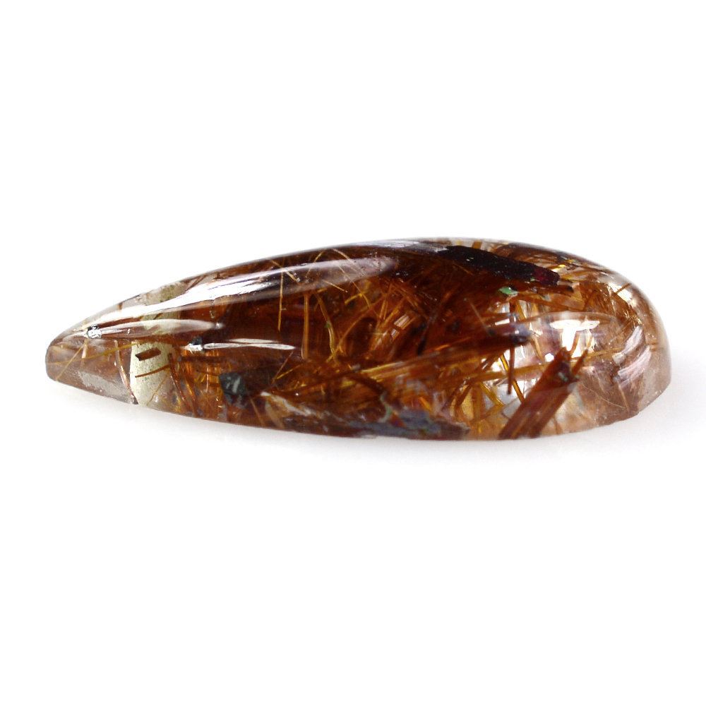 RED RUTILE QUARTZ PEAR CAB 16X8MM 3.20 Cts.