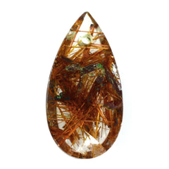 RED RUTILE QUARTZ PEAR CAB 16X8MM 3.20 Cts.