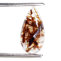 RED RUTILE QUARTZ PEAR CAB 16X8MM 3.20 Cts.