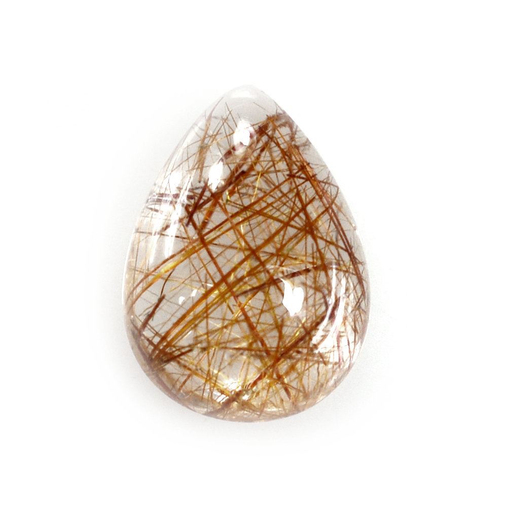 RED RUTILE QUARTZ PEAR CAB 7X5MM 0.80 Cts.