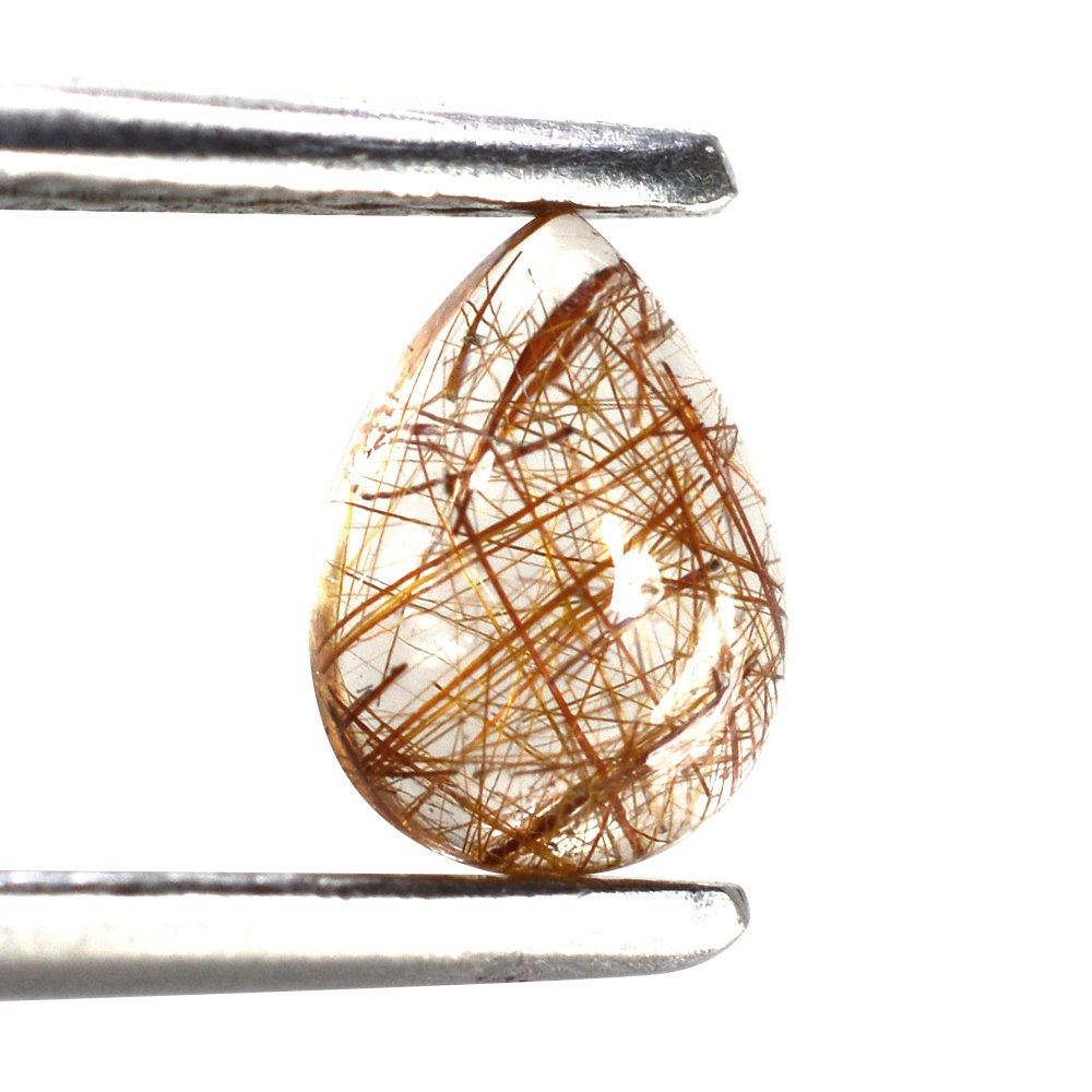 RED RUTILE QUARTZ PEAR CAB 7X5MM 0.80 Cts.