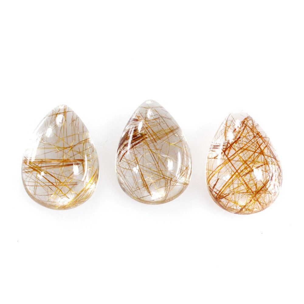 RED RUTILE QUARTZ PEAR CAB 7X5MM 0.80 Cts.