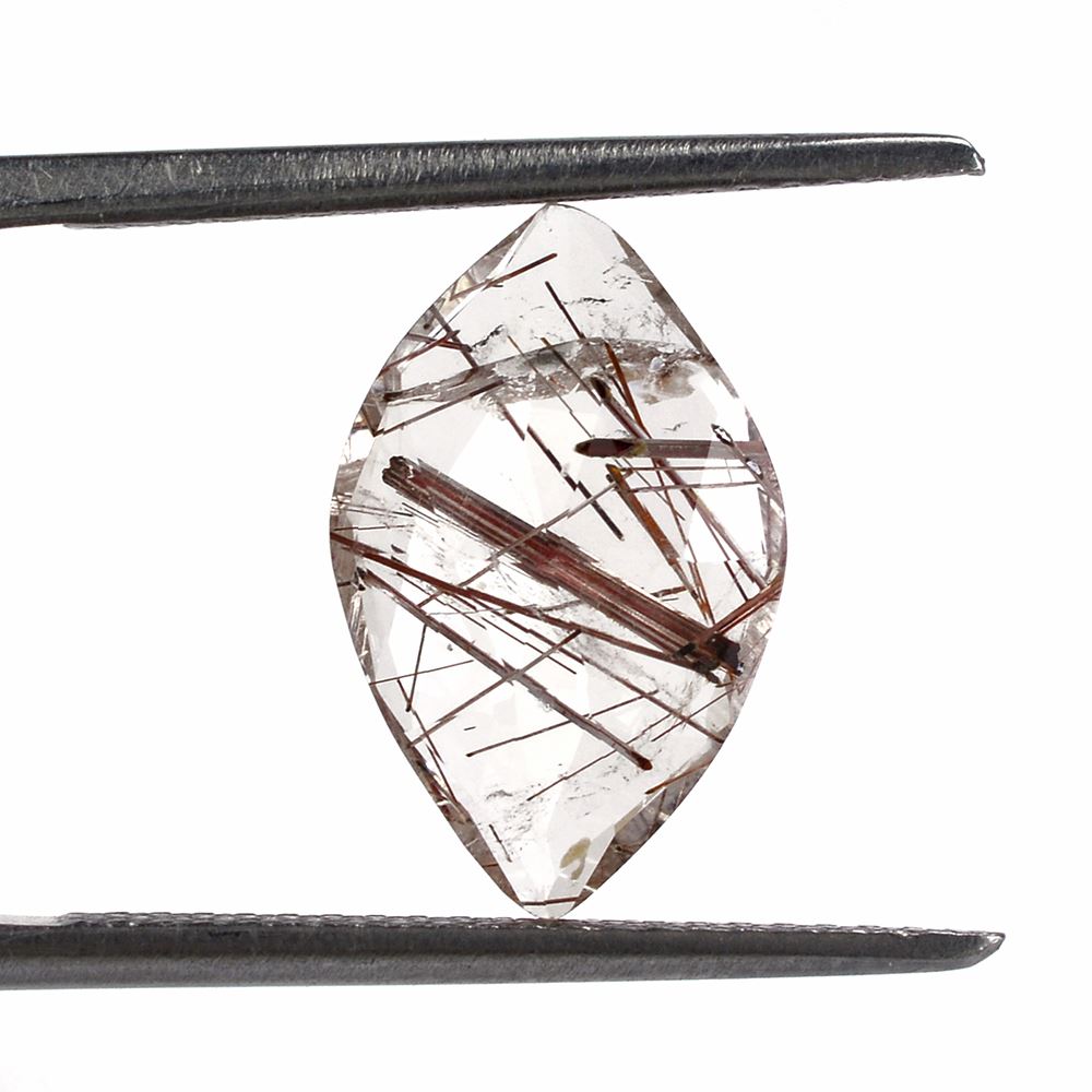 RED RUTILE QUARTZ ROSE CUT BRIOLETTE MARQUISE 14X9MM 2.65 Cts.