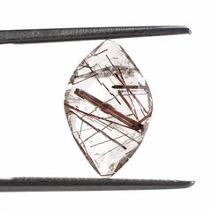 RED RUTILE QUARTZ ROSE CUT BRIOLETTE MARQUISE 14X9MM 2.65 Cts.