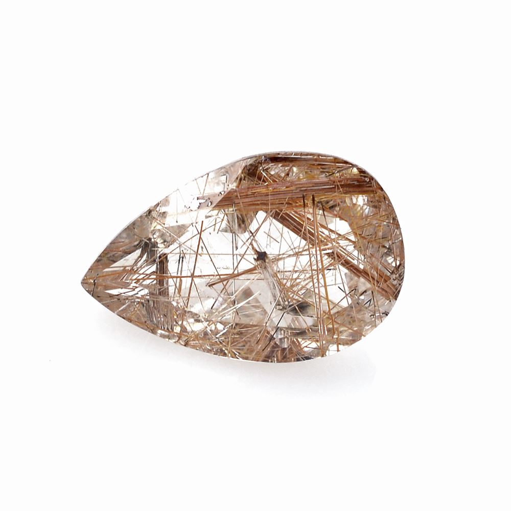 RED RUTILE QUARTZ CUT PEAR 14X9MM 4.00 Cts.