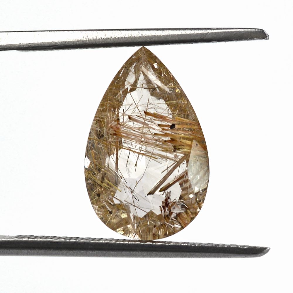 RED RUTILE QUARTZ CUT PEAR 14X9MM 4.65 Cts.