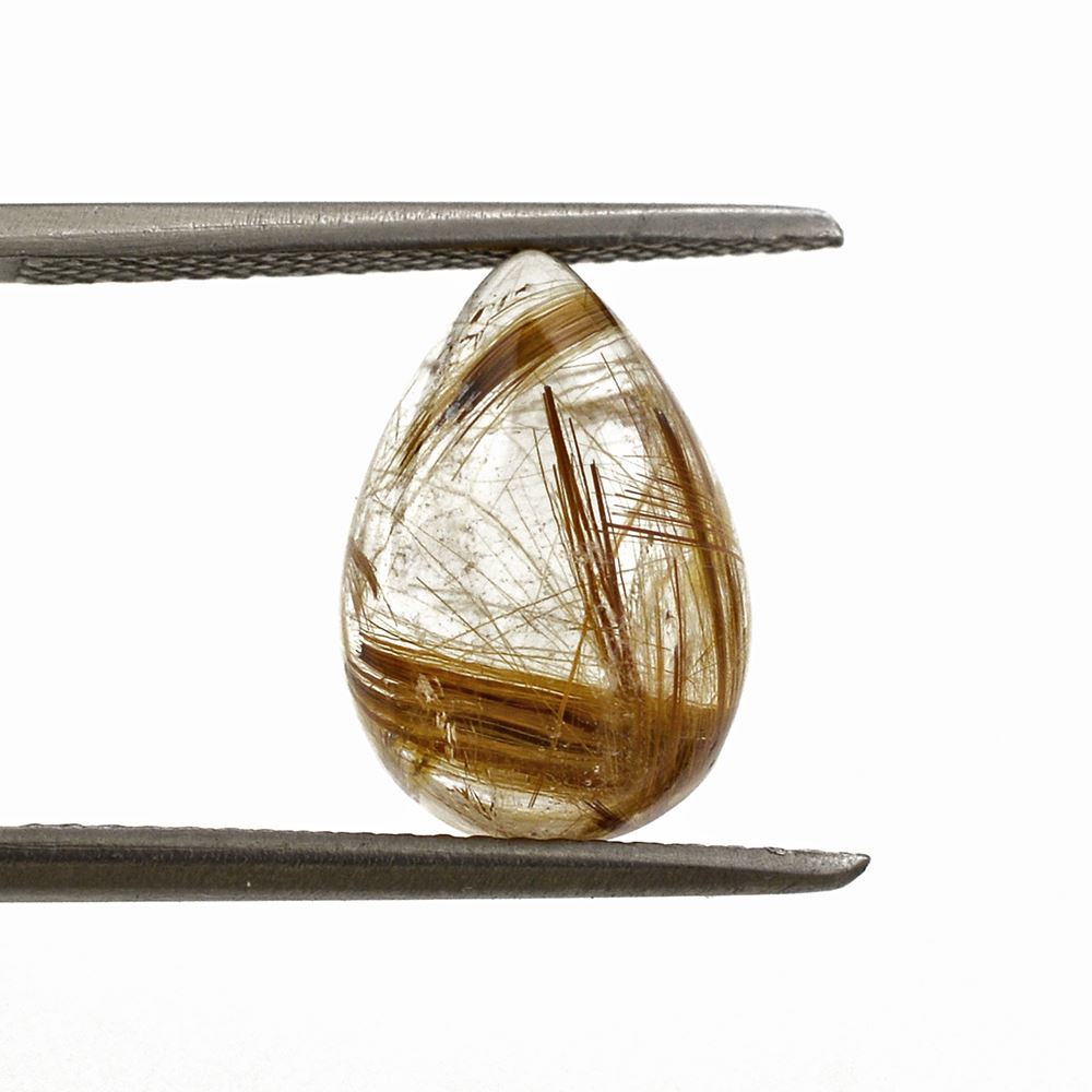 RED RUTILE QUARTZ PEAR CAB 13X9MM 6.09 Cts.