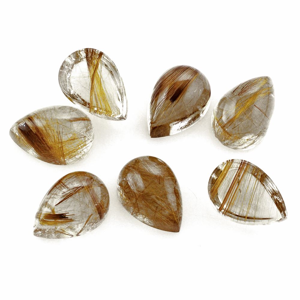 RED RUTILE QUARTZ PEAR CAB 13X9MM 6.09 Cts.