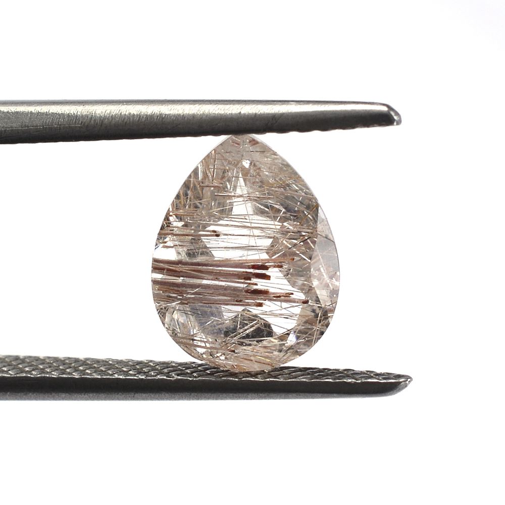 RED RUTILE QUARTZ CUT PEAR 9X7MM 1.48 Cts.