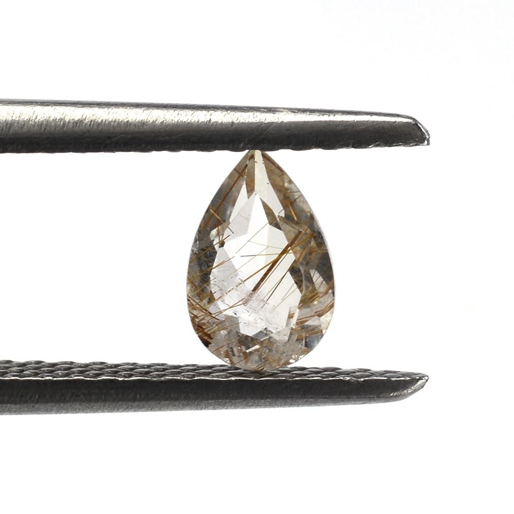 RED RUTILE QUARTZ CUT PEAR 6X4MM 0.50 Cts.