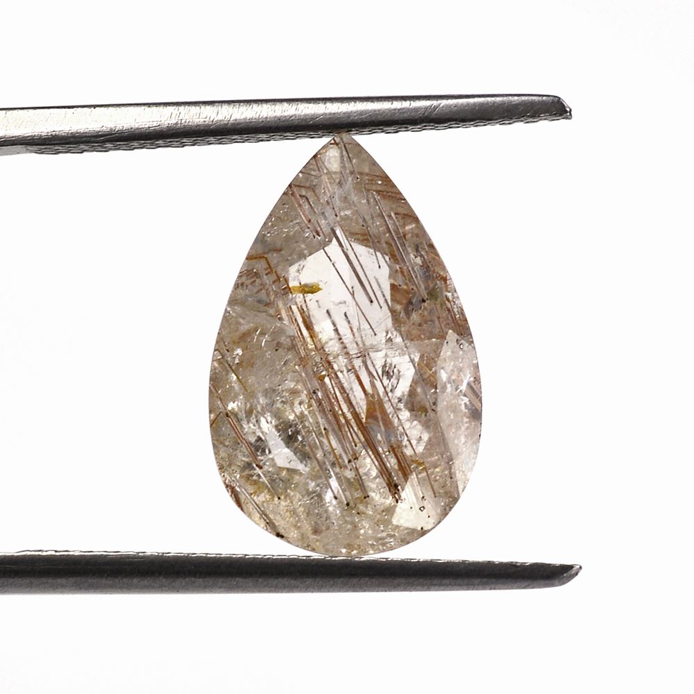 RED RUTILE QUARTZ CUT PEAR 14X9MM 4.10 Cts.