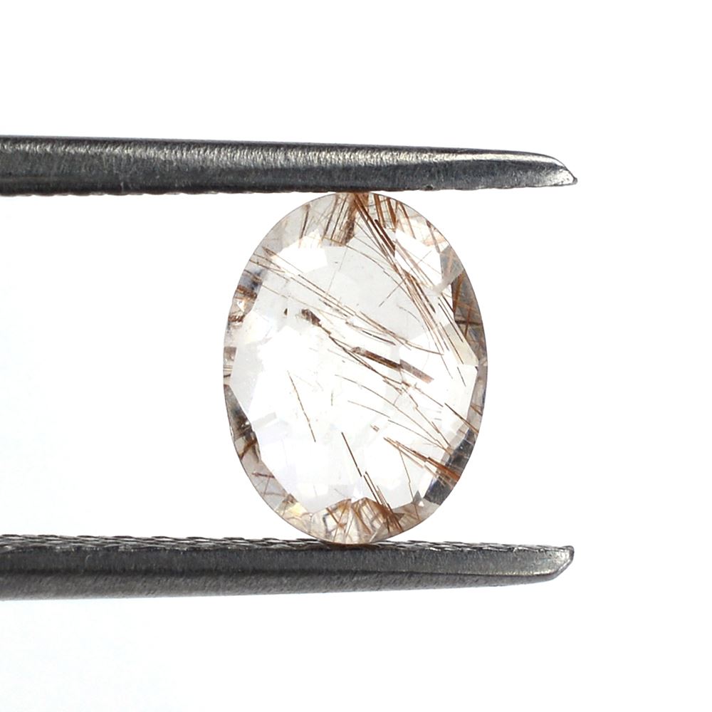 RED RUTILE QUARTZ IRREGULAR CUT BRIOLETTE OVAL 8X6MM 1.00 Cts.