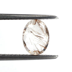 RED RUTILE QUARTZ IRREGULAR CUT BRIOLETTE OVAL 8X6MM 1.00 Cts.