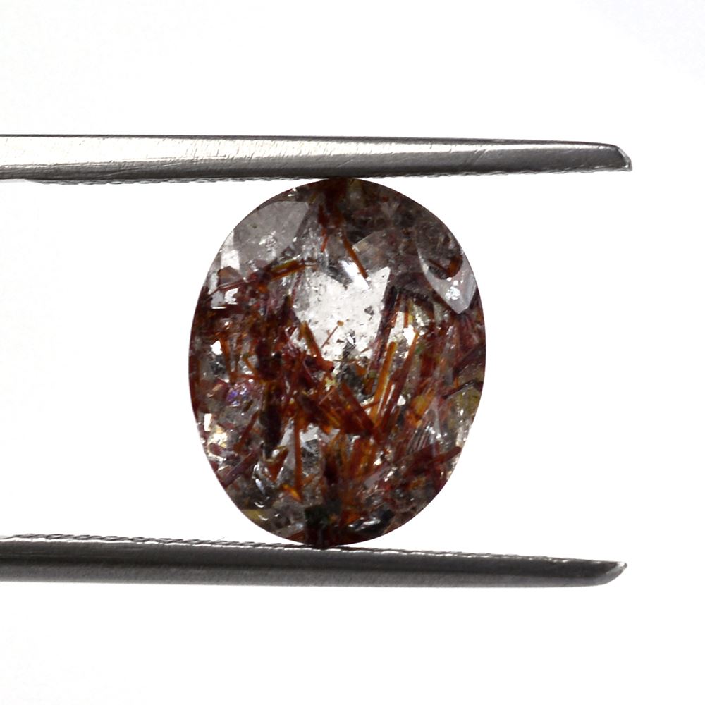 RED RUTILE QUARTZ CUT OVAL 11X9MM 3.70 Cts.