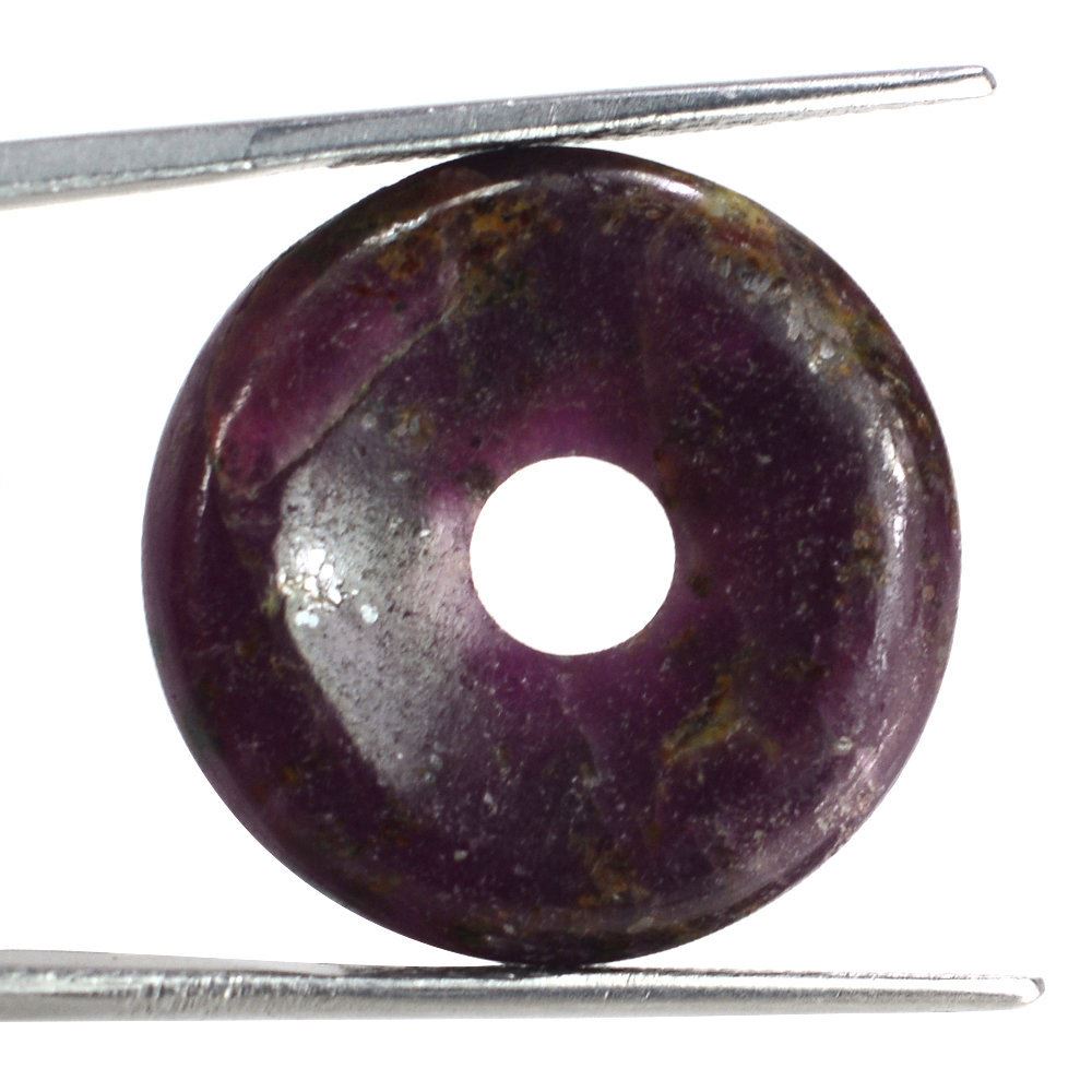 RUBY PLAIN ROUND WITH CARVED WITH BIG HOLE (FULL DRILL) 21X4MM 22.60 Cts.
