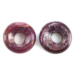 RUBY PLAIN ROUND WITH CARVED WITH BIG HOLE (FULL DRILL) 18X4MM 17.10 Cts.