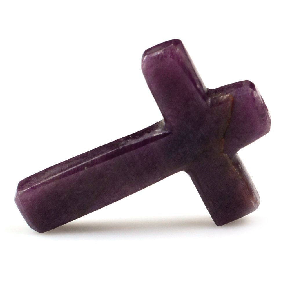 RUBY CROSS (HALF DRILL 1MM) 21X15MM 7.00 Cts.