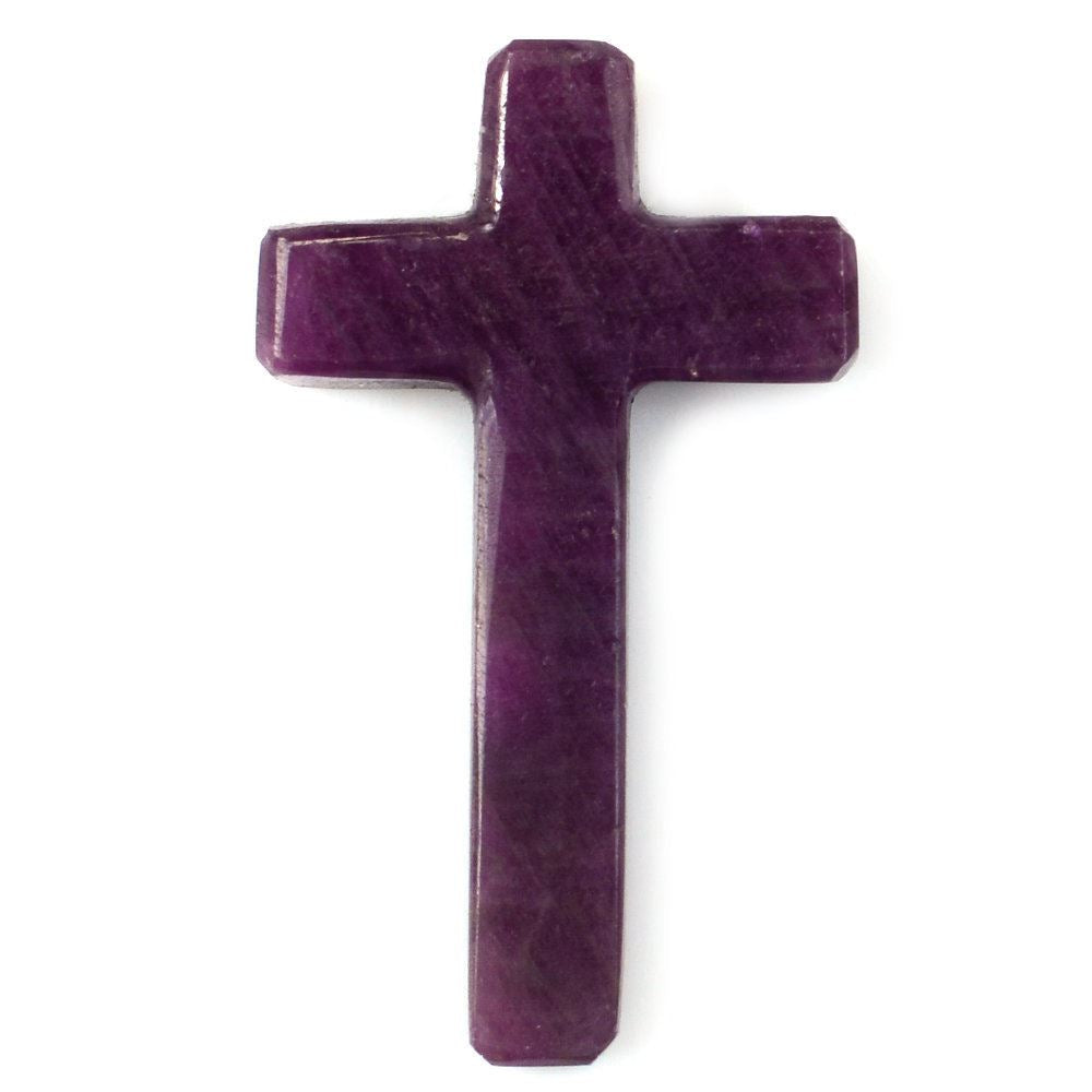 RUBY CROSS (HALF DRILL 1MM) 27X16MM 10.60 Cts.