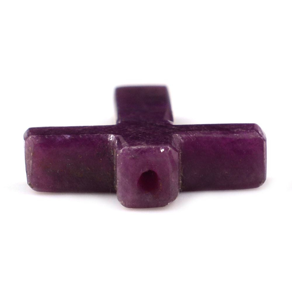 RUBY CROSS (HALF DRILL 1MM) 27X16MM 10.60 Cts.