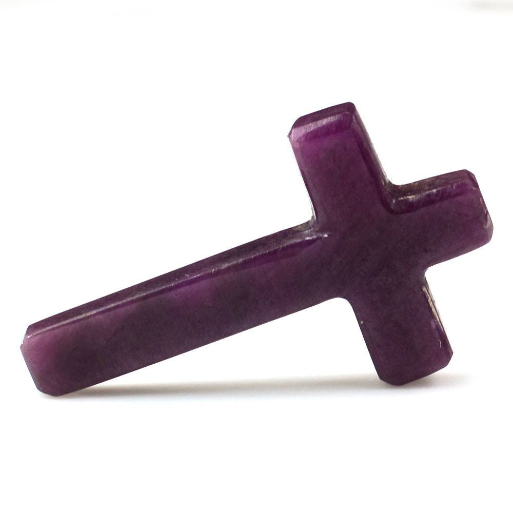 RUBY CROSS (HALF DRILL 1MM) 27X16MM 10.60 Cts.