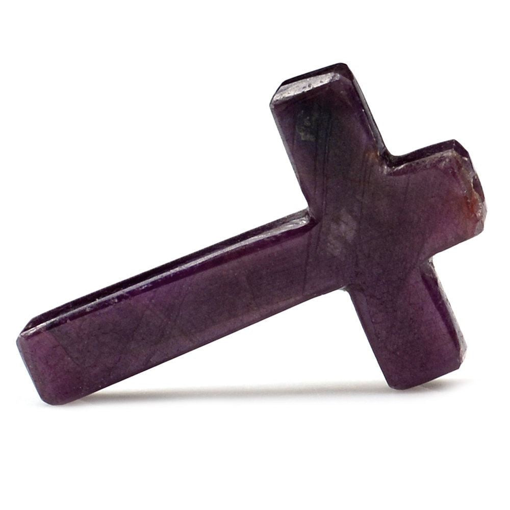 RUBY CROSS (HALF DRILL 1MM) 23X16MM 8.70 Cts.