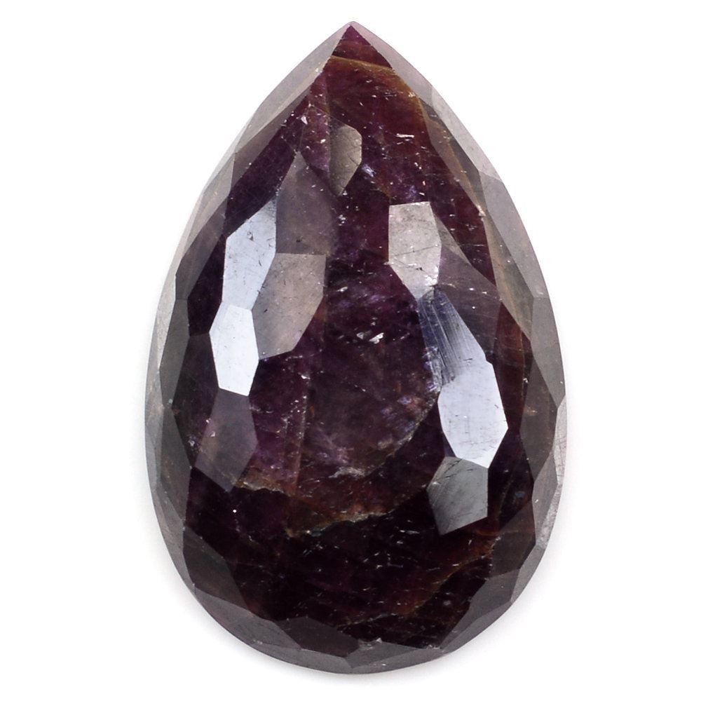 RUBY FOOTBALL CUT PEAR CAB 25X16MM 21.98 Cts.